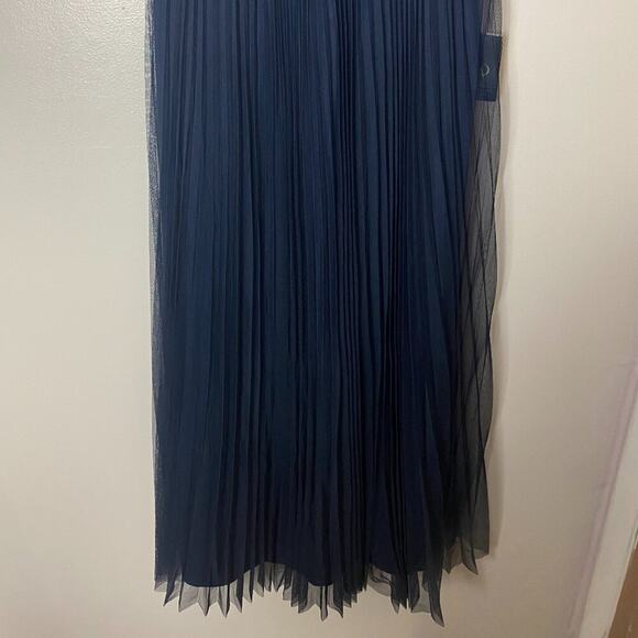 NWT ADRIANNA PAPELL DRESS BEADED LONG FORMAL MAXI EVENING NAVY BLUE FLOWY GOWN - Picture 10 of 16